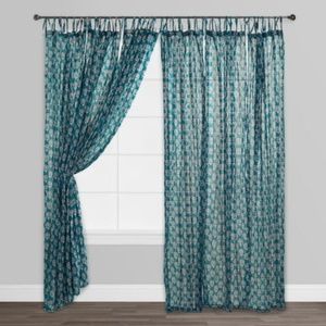 Aqua Medallion Crinkle Voile Curtains Set Of 2